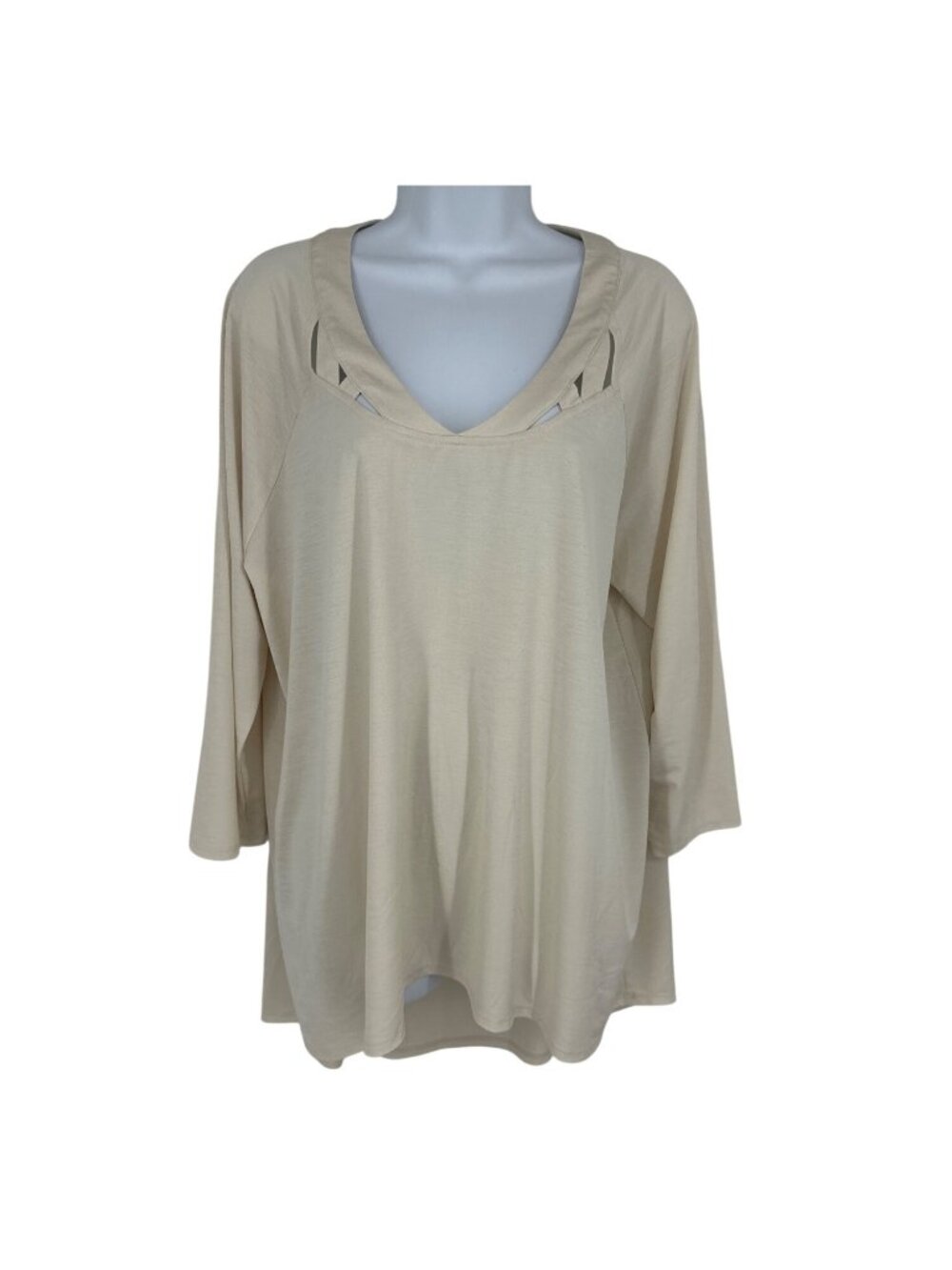 Cato Women's Cutout Neckline & Long Sleeves Lightweight Stretch Top Size XL